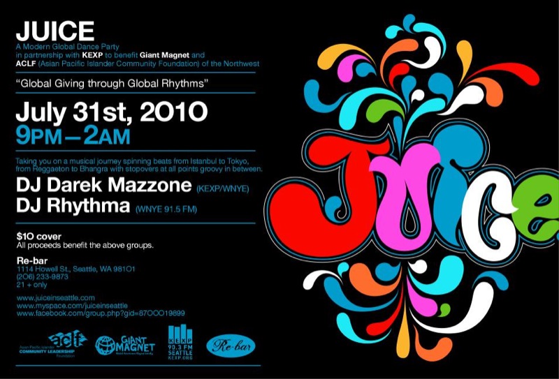 JUICE at Re-bar, Seattle, with DJ Darek Mazzone, benefiting Giant Magnet and ACLF